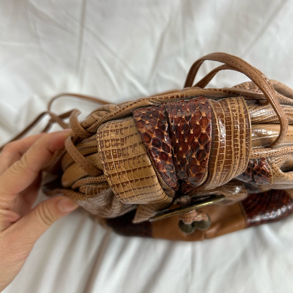 Vintage Sharif Drawstring Leather Patchwork Boho … - image 3